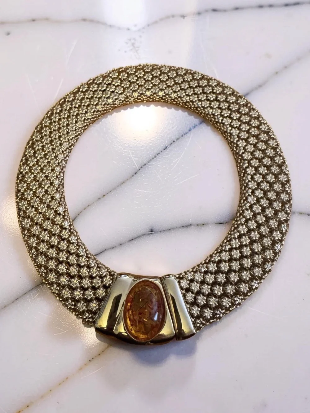 Amber Gold-tone Mesh Choker